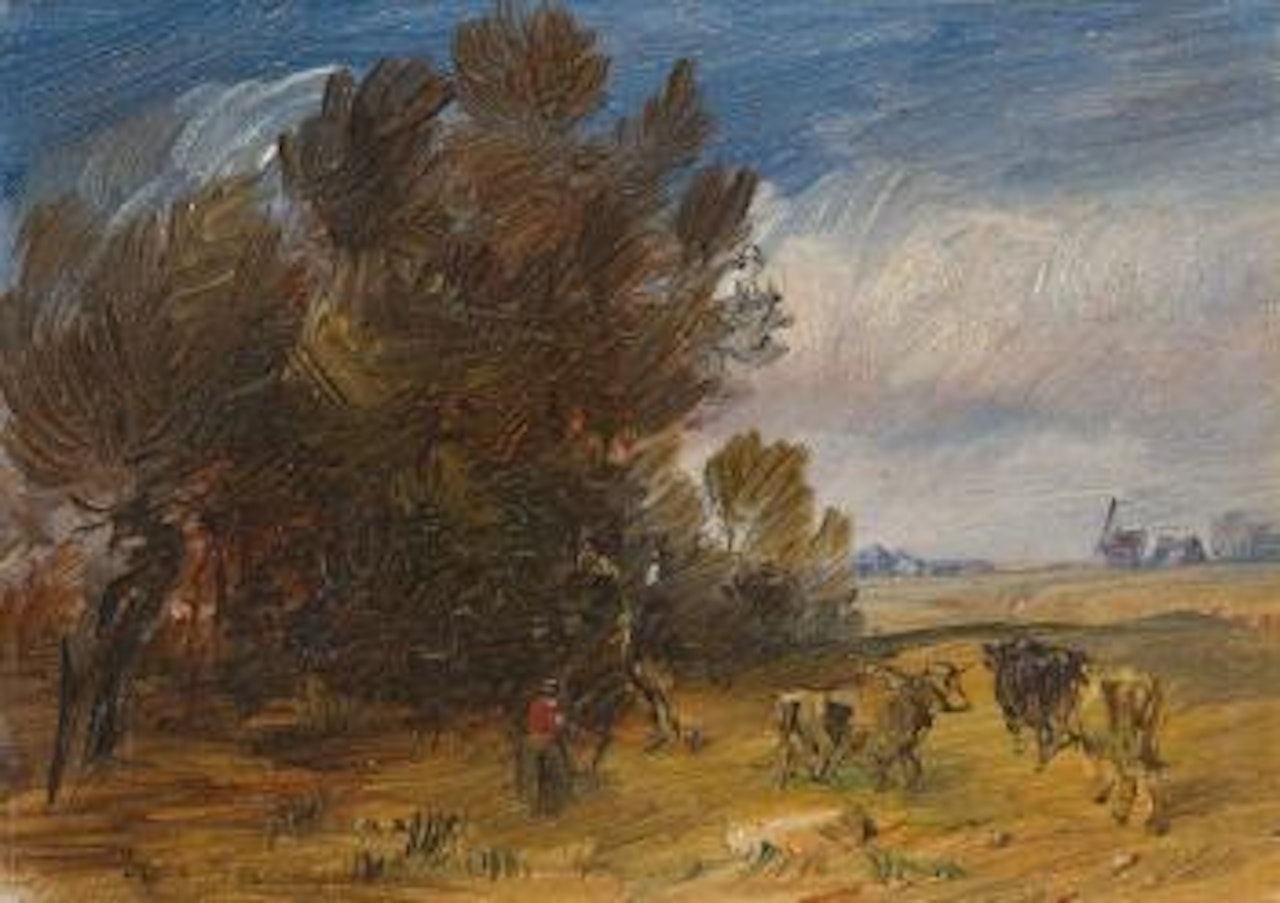 Herbstliche Waldlandschaft mit Hirte und Kühen by Wilhelm Busch