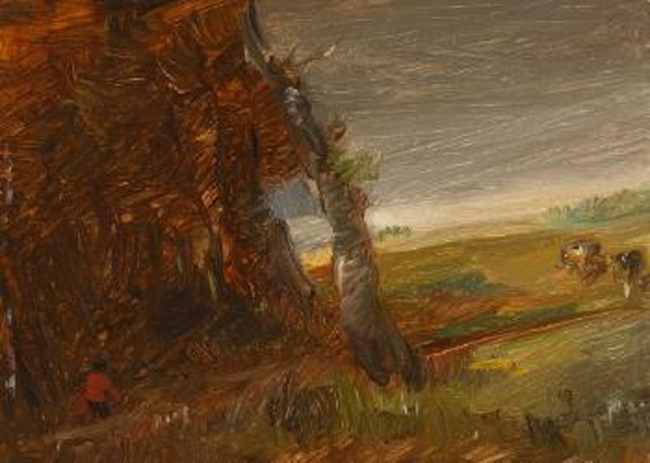 Waldlandschaft mit roter Figur by Wilhelm Busch