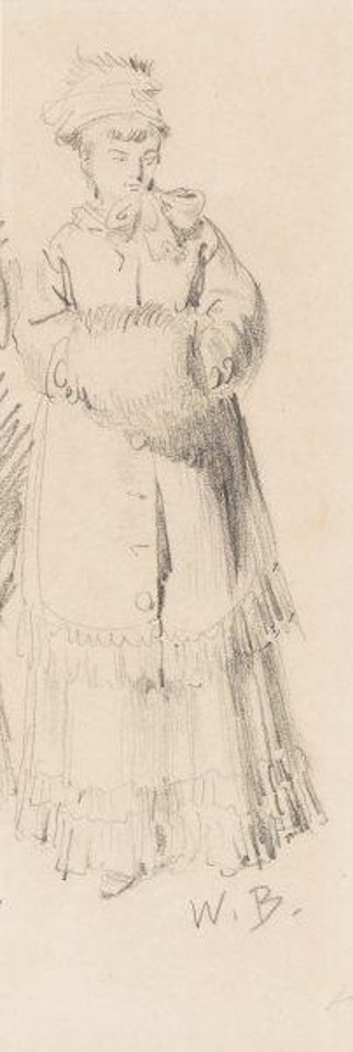 Grete Fehlow mit Pelzmantel und Muff by Wilhelm Busch