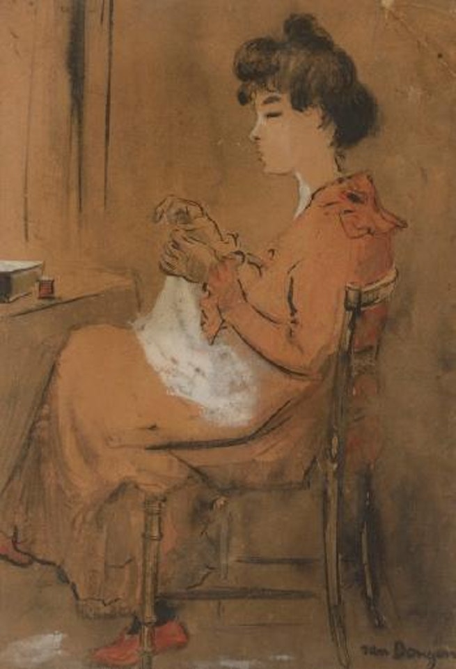Femme cousant by Kees van Dongen