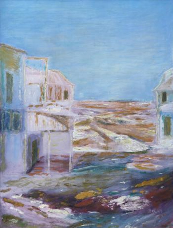 Deserted township, dawn by Sidney Nolan