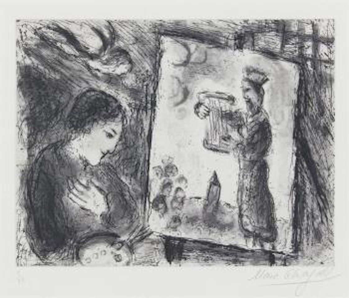 Le peintre et son tableau by Marc Chagall