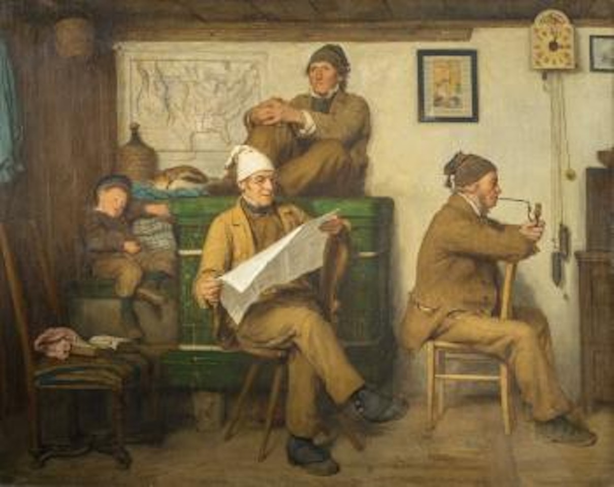 Die Bauern und die Zeitung by Albert Anker
