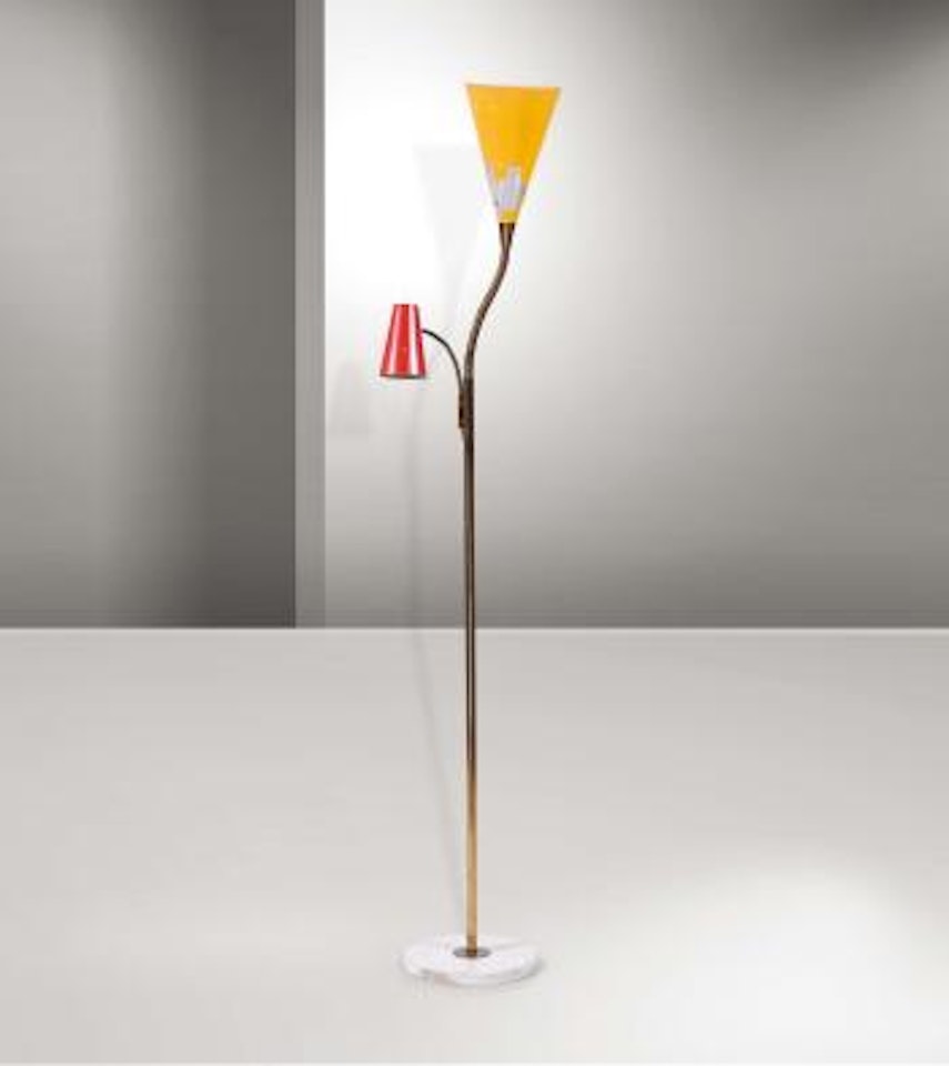 Rara lampada da terra 1044 con doppio riflettore per luce diretta e indiretta ,
1952
Rara lampada da terra 1044 con doppio riflettore per luce diretta e indiretta ,
1952 by Gino Sarfatti