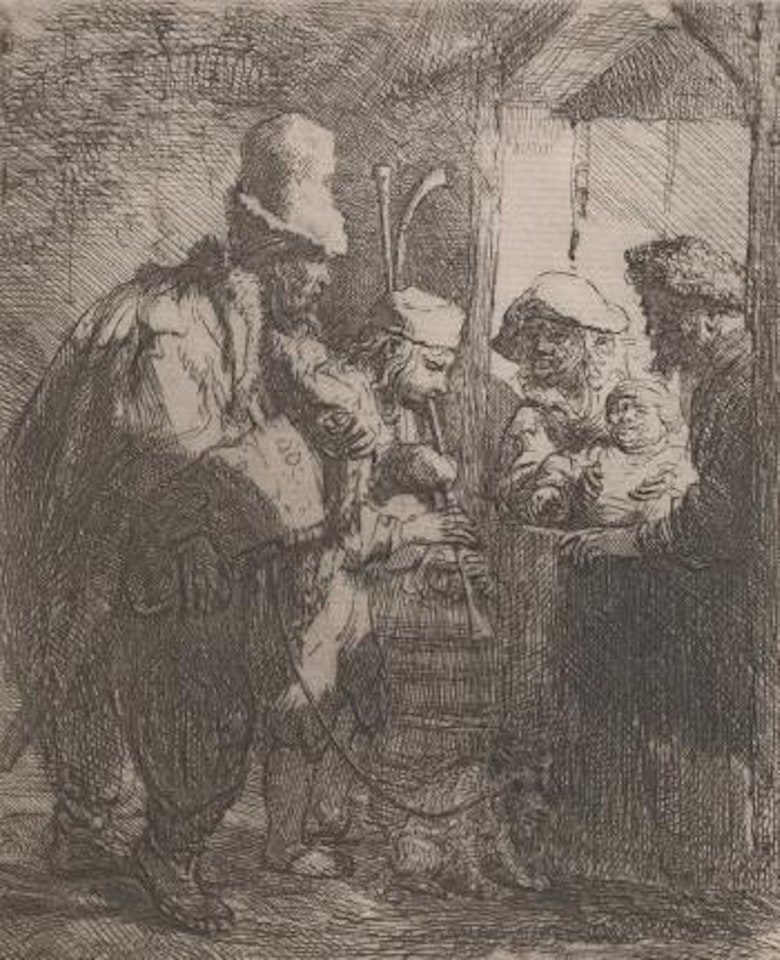 The Strolling Musicians by Attributed to Rembrandt Harmensz van Rijn