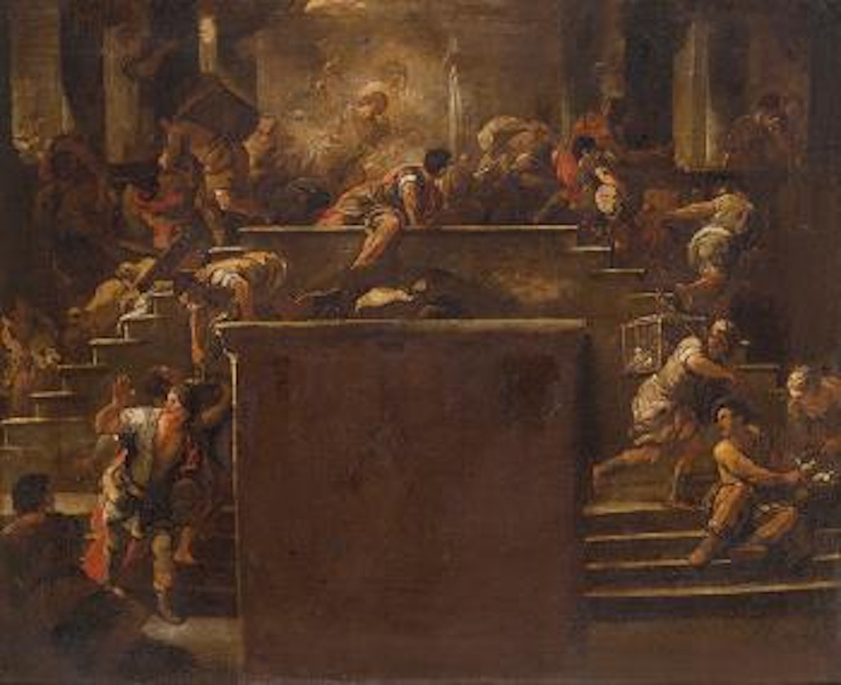 Boceto para la Expulsión de los mercaderes del templo by Circle of Luca Giordano