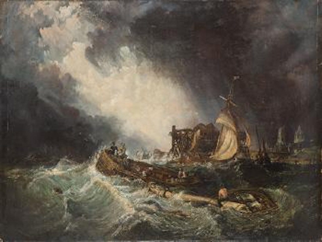 Naufragio en medio de la tespestad by English School
