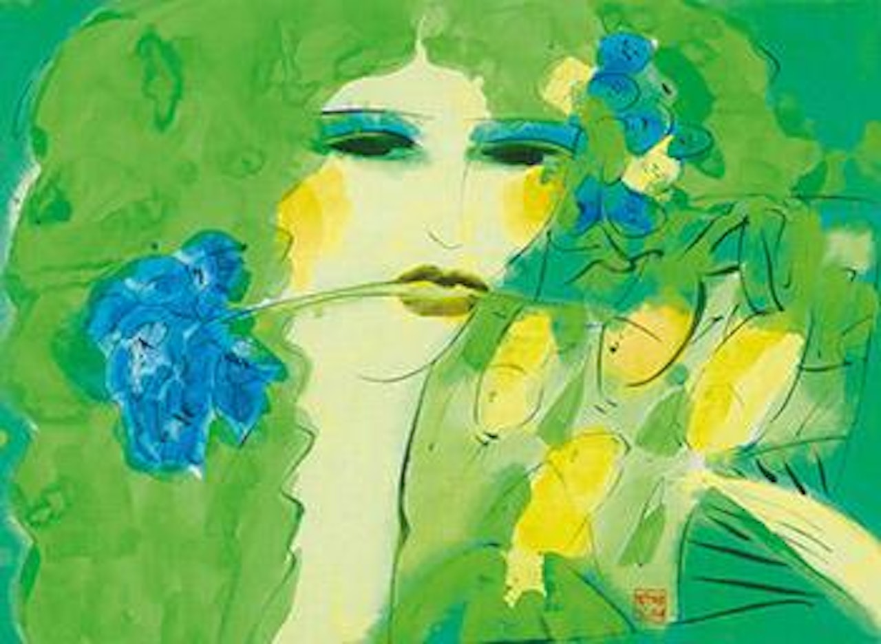 Lady with a Fan by Walasse Ting