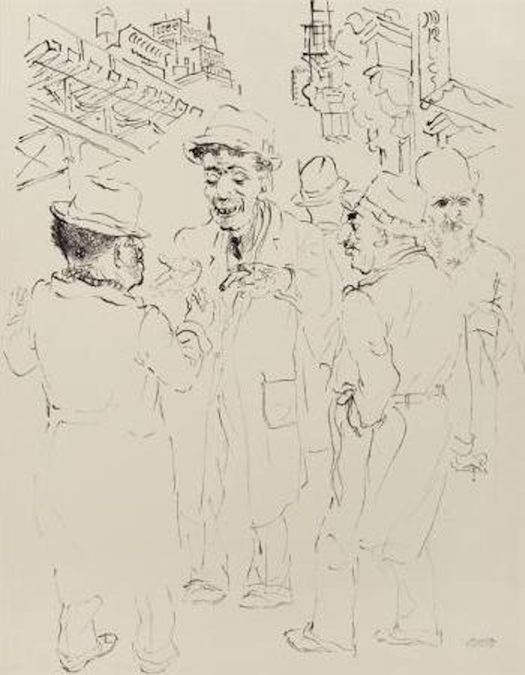 Men on a Street Corner; Study of a Chef: a double-sided work by George Grosz