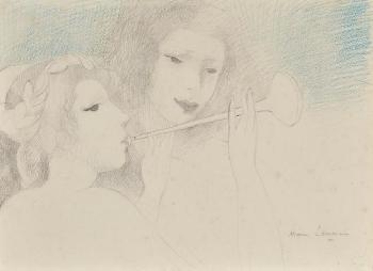 Two Girls with a Horn by Marie Laurencin