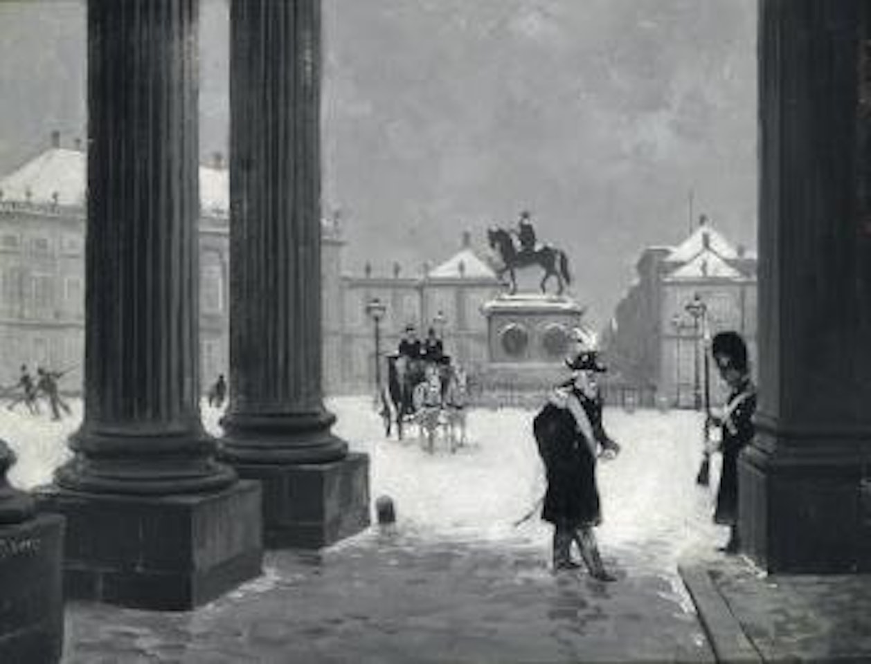 Amalienborg Palace Square on a winter day by Paul Fischer