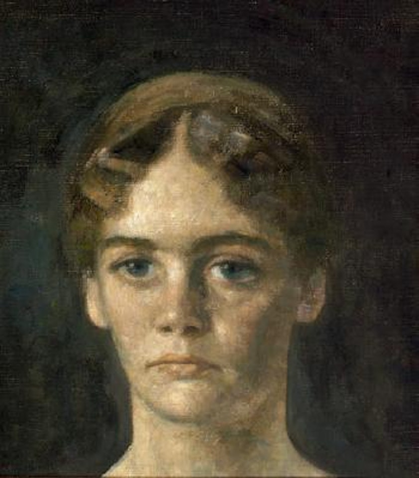 Portræt-Hovede. Forarbejde til Frk. Else Aagesens Portræt. Hoved en face. Naturl. Størrelse by Vilhelm Hammershoi