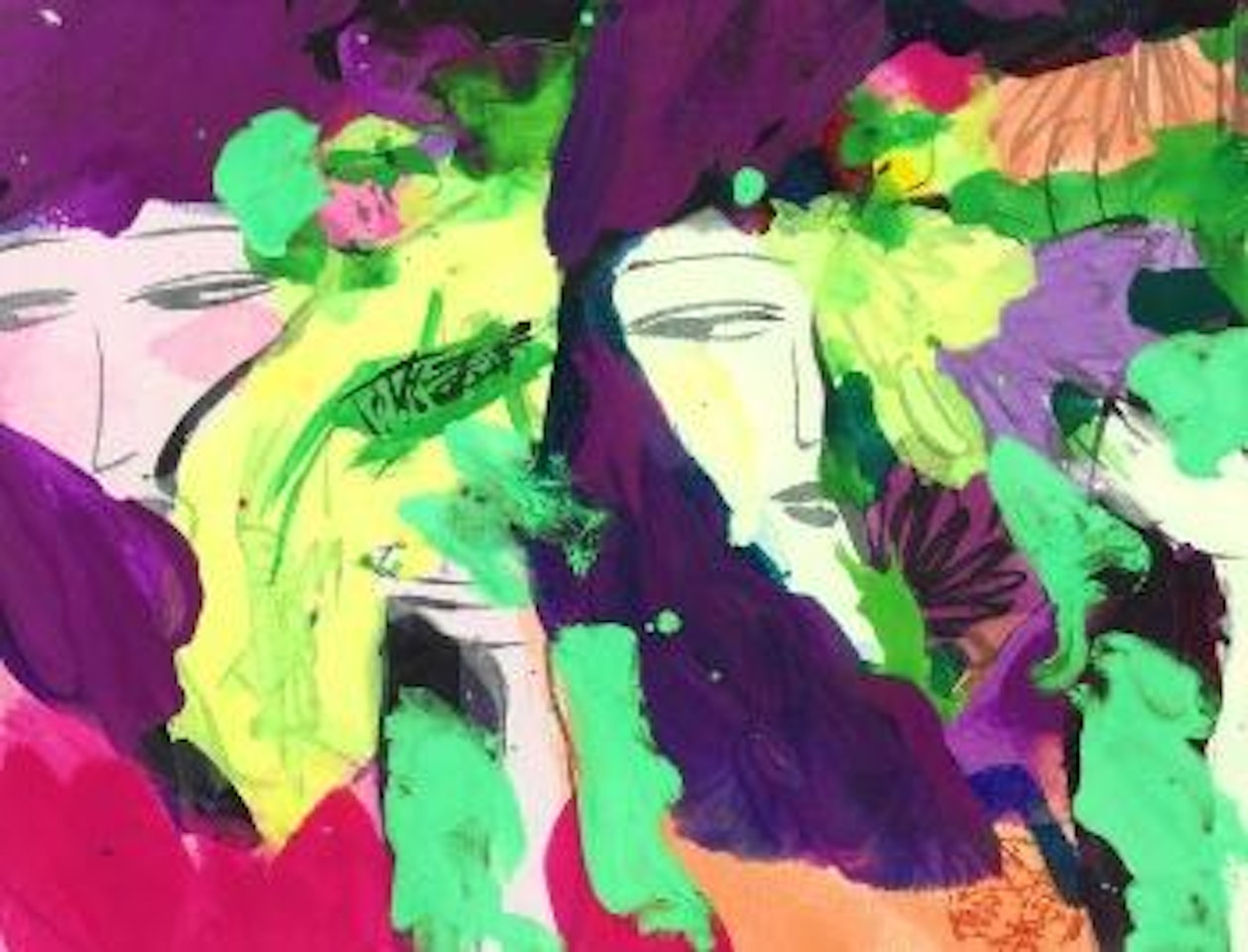 Woman with flowers; Reclining nude with parrots by Walasse Ting