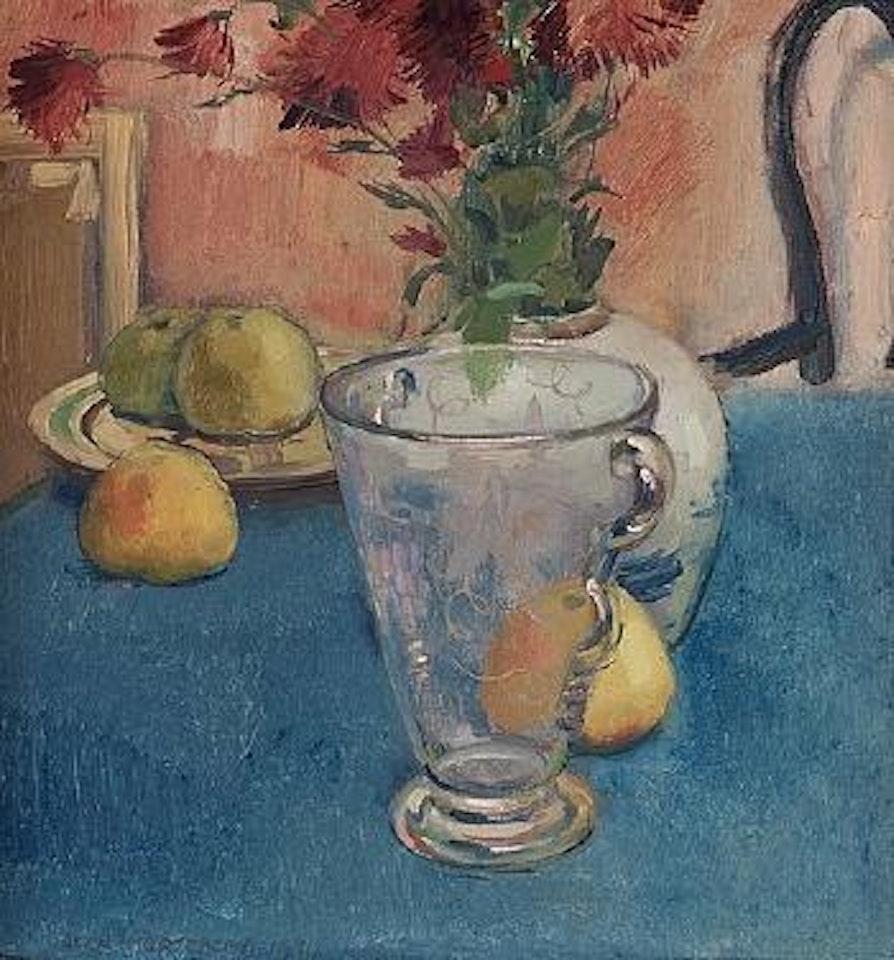 Still Life With Vase And Apples by Olle Hjortzberg