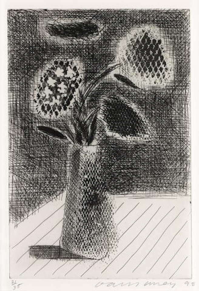 Four Flowers in a Vase by David Hockney