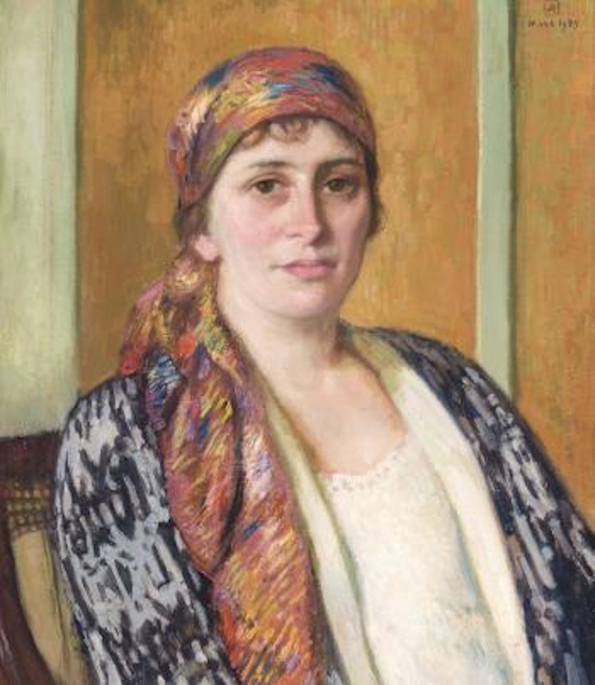 Jonge vrouw met sjaal by Theo van Rysselberghe