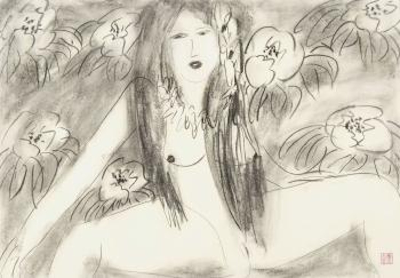 Nude with flowers by Walasse Ting