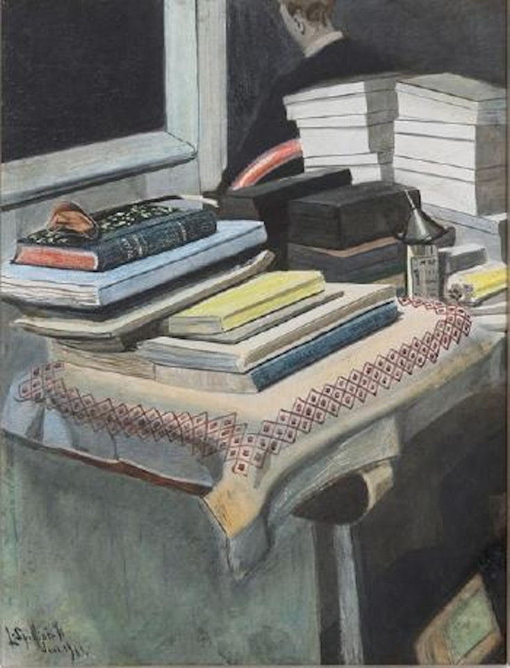 Autoportrait aux livres by Léon Spilliaert