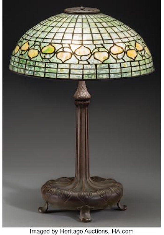 A Tiffany Studios Leaded Glass And Bronze Acorn Table Lamp ,
Circa
1910 by Tiffany Studios
