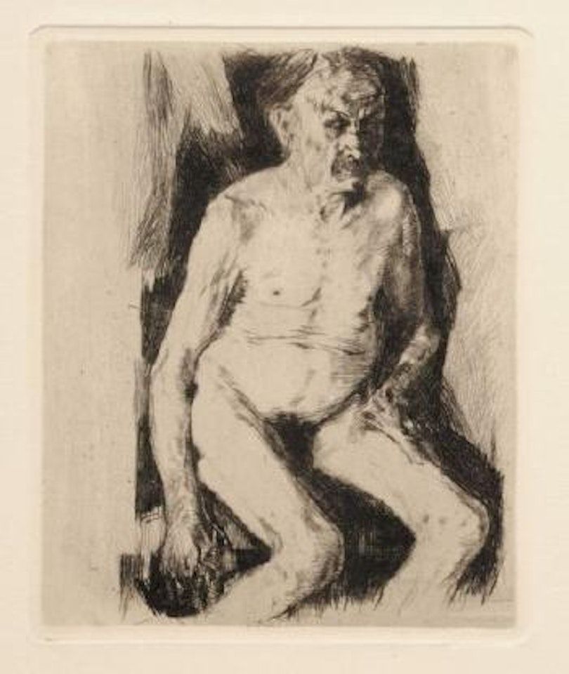 Sitzender männlicher Akt by Kathe Kollwitz