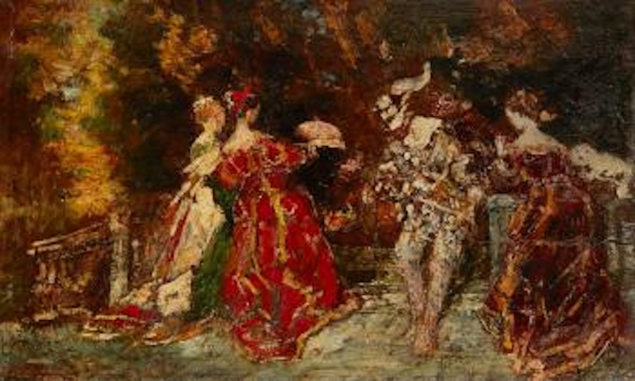 Scène galante by Adolphe Monticelli