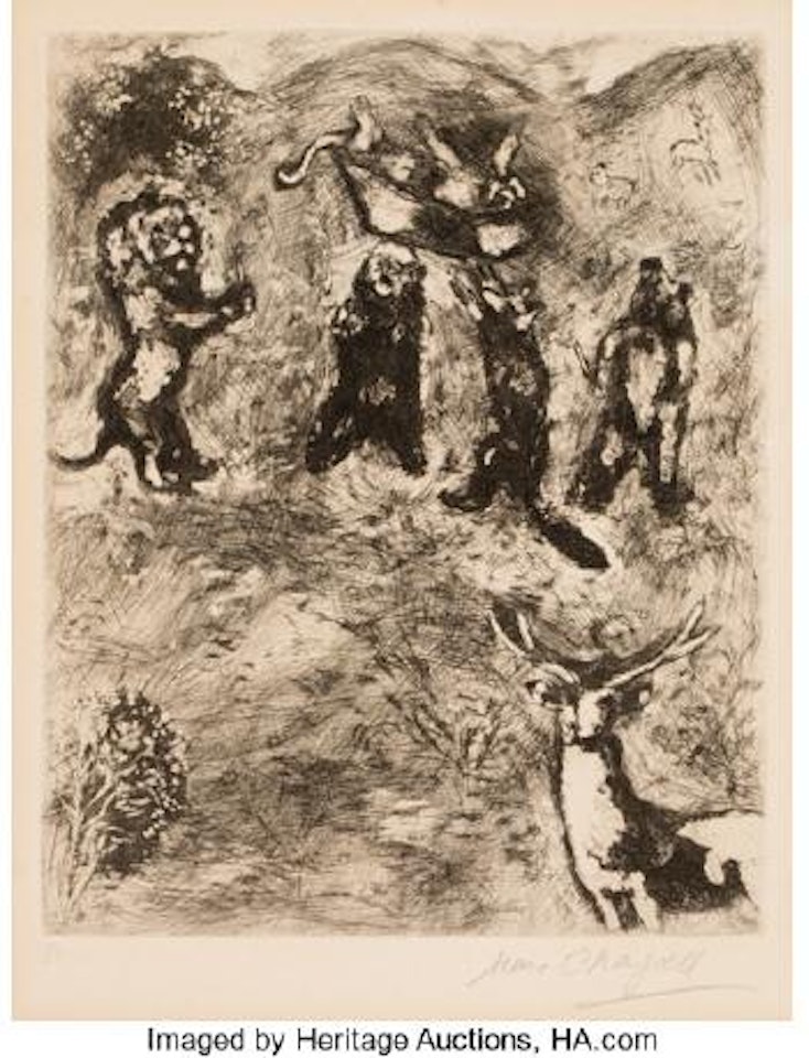 Les obsèques de la lionne, pl. 84 from Les Fables de la Fontaine by Marc Chagall