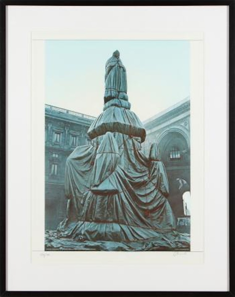 Wrapped monument to Leonardo. Project Piazza della Scala by Christo