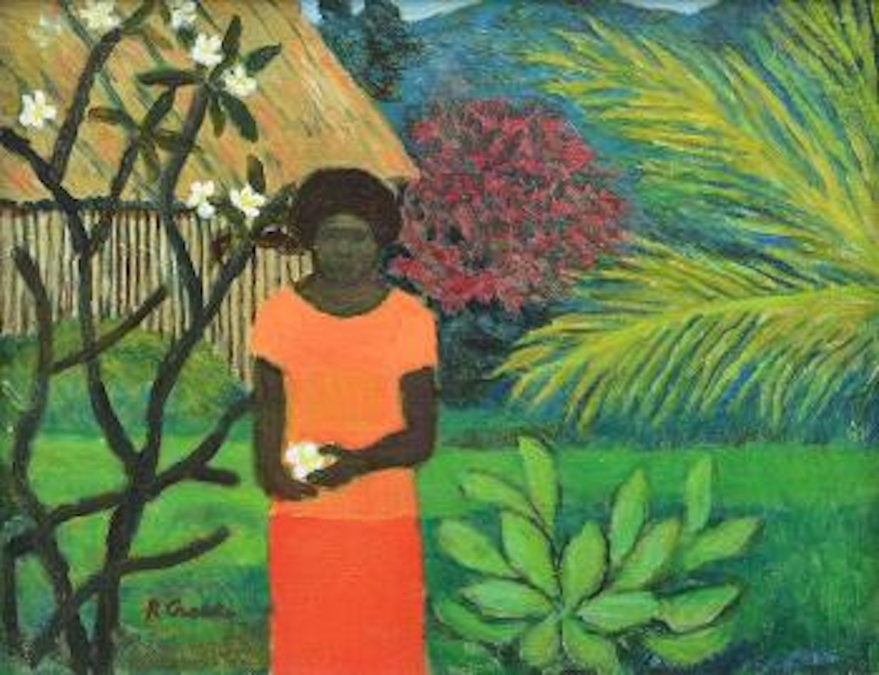 Islander with Frangipani by Ray Austin Crooke
