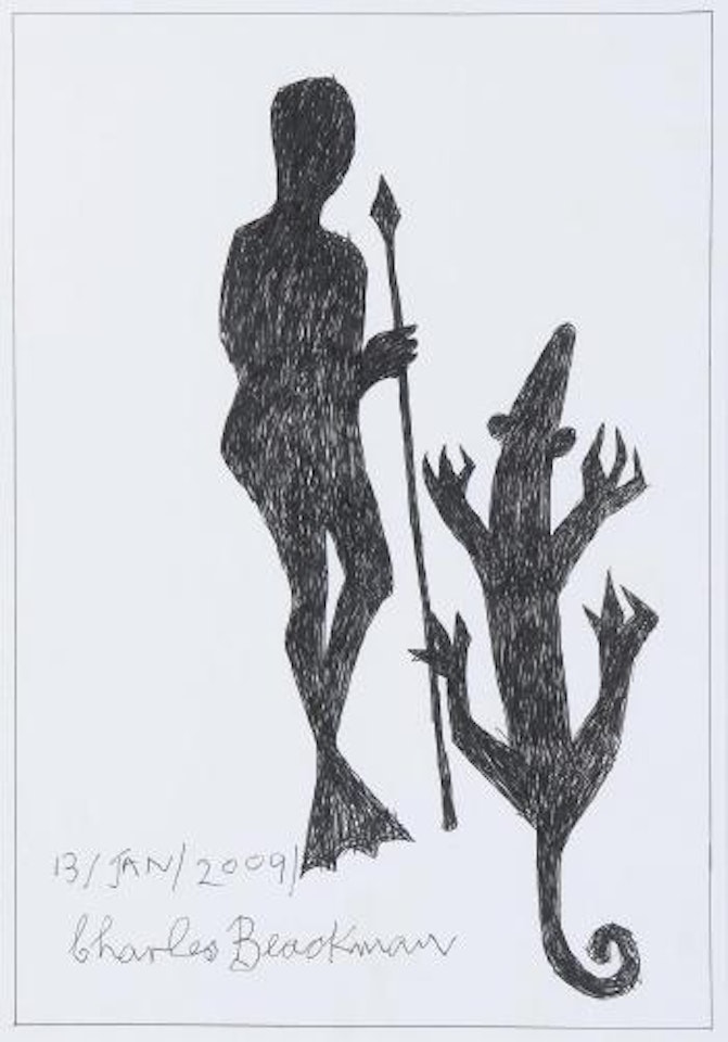 Figure and Iguana by Charles Blackman