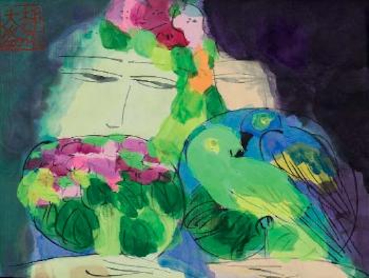 Mujeres y aves by Walasse Ting