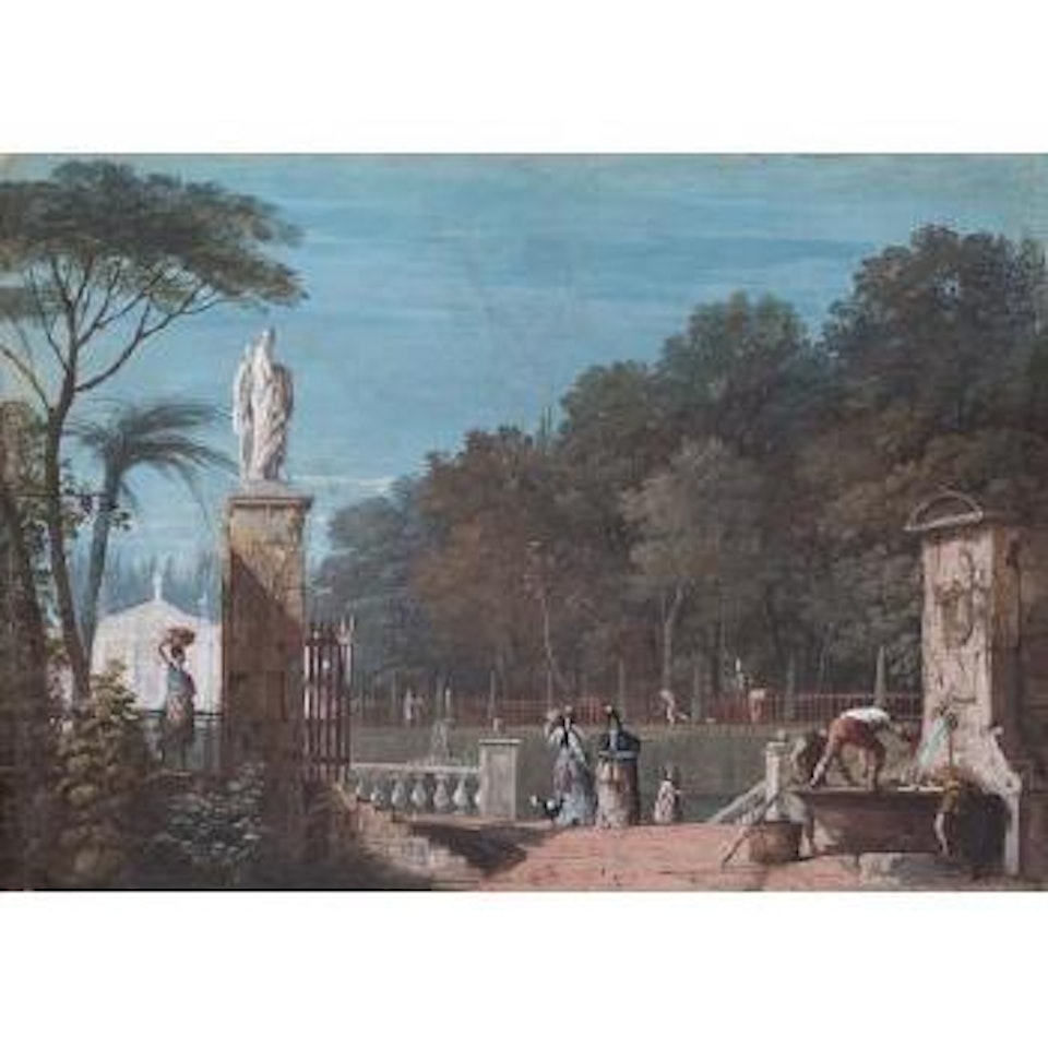 Ladies and Workmen in a Park by Giuseppe Bernardino Bison