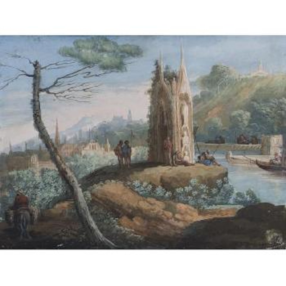 Landscape with Gothic Temple by Giuseppe Bernardino Bison