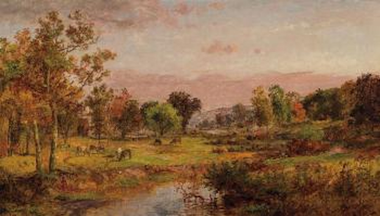 Farm along the river by Jasper Francis Cropsey