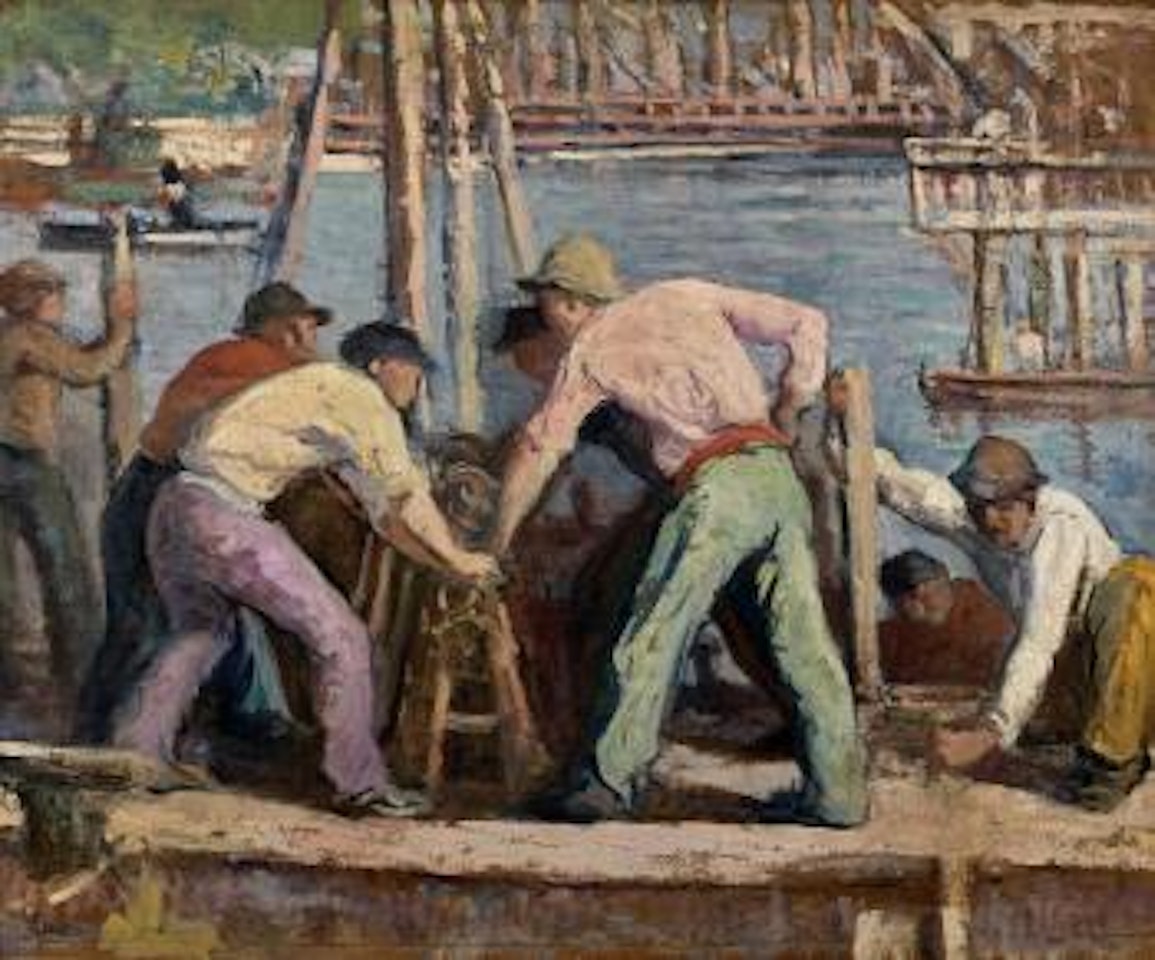 Paris, ouvriers et travailleurs sur les quais de Sèvres by Maximilien Luce
