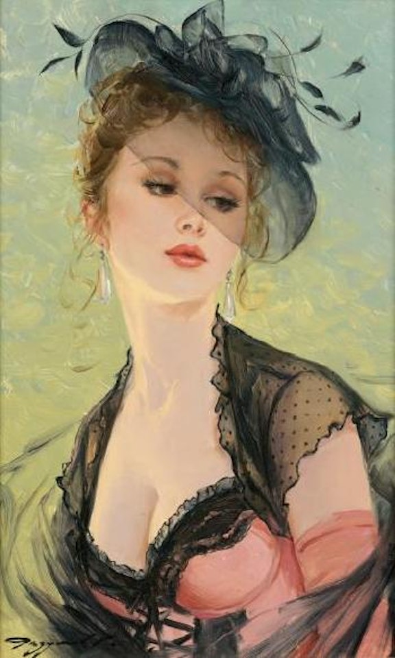 Jeune élégante au bibi noir by Constantin Razoumov