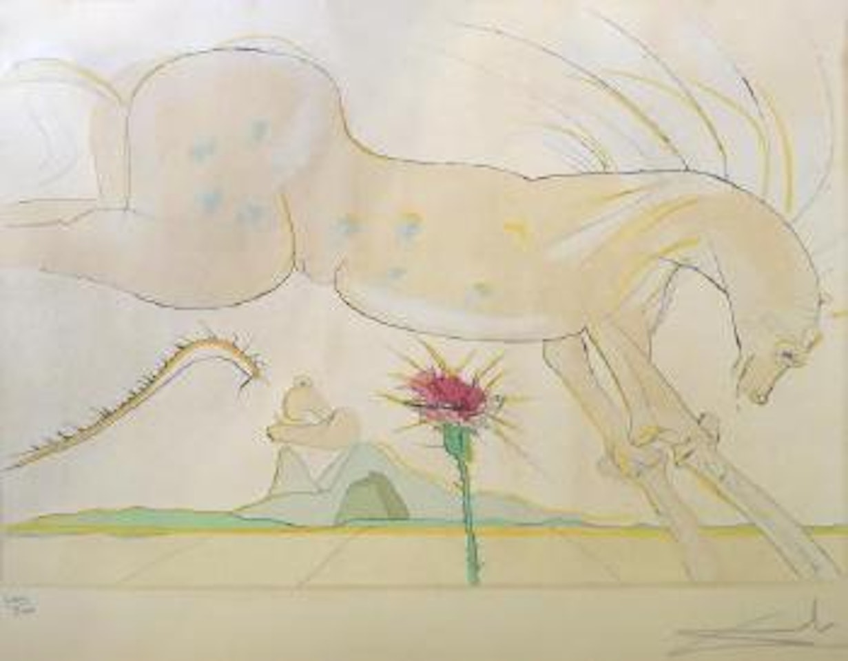 Le bestiaire de La Fontaine Dalinisé: le cheval et le loup by Salvador Dali
