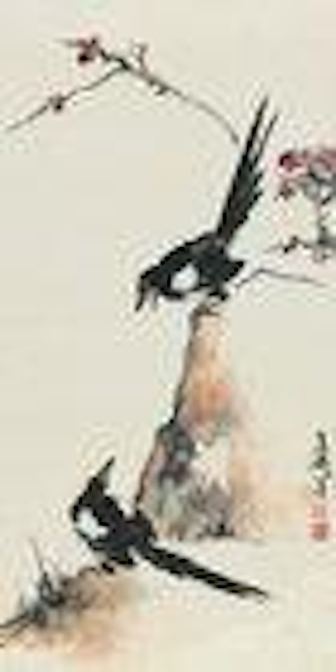 Red Plum and Magpies by Wang Xuetao