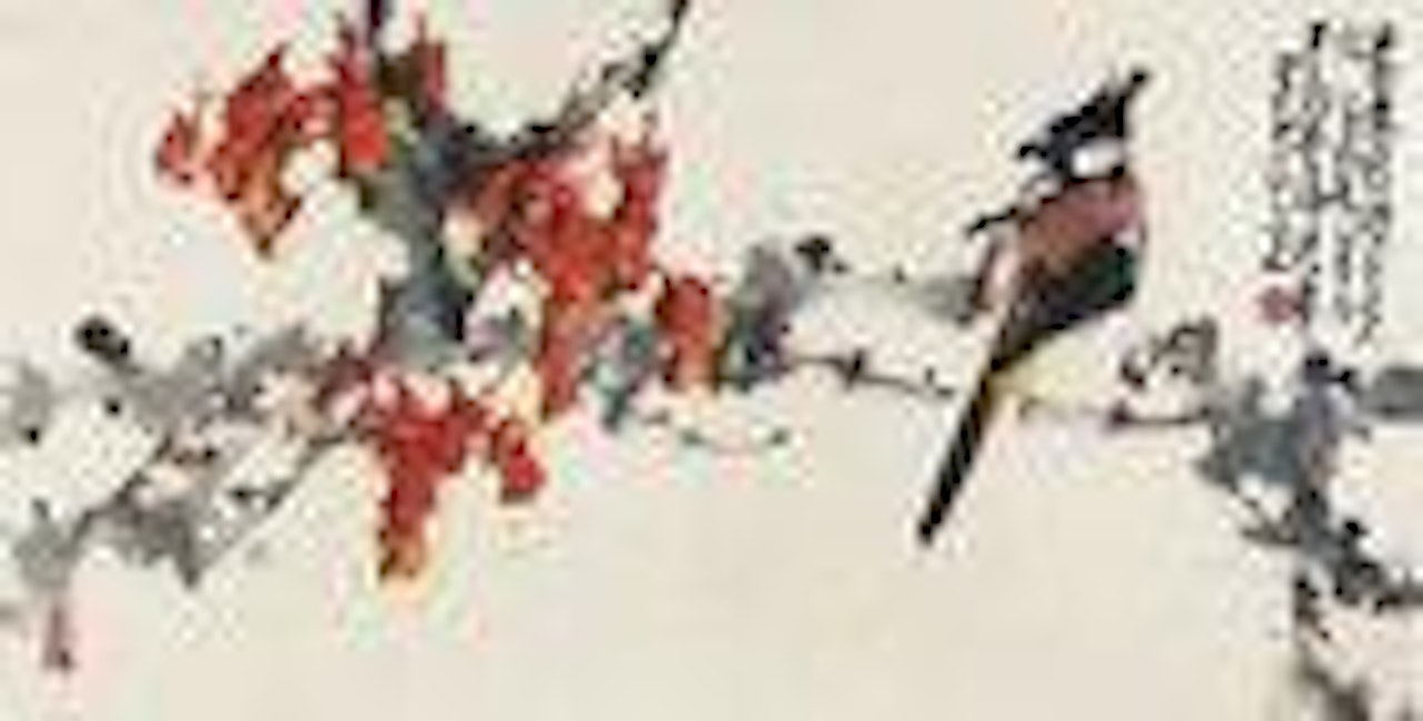 Red Leaves and Bird by Zhao Shao'ang