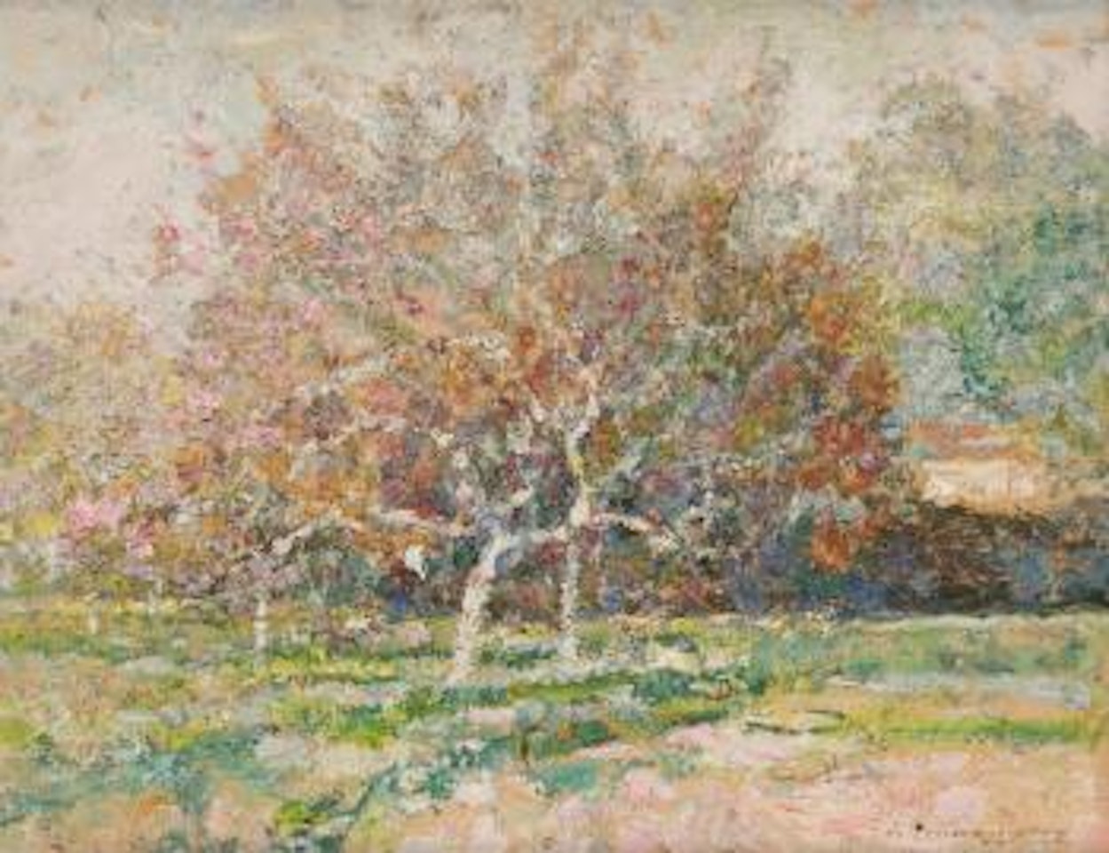 Arbres en fleurs dans le verger by Victor Charreton
