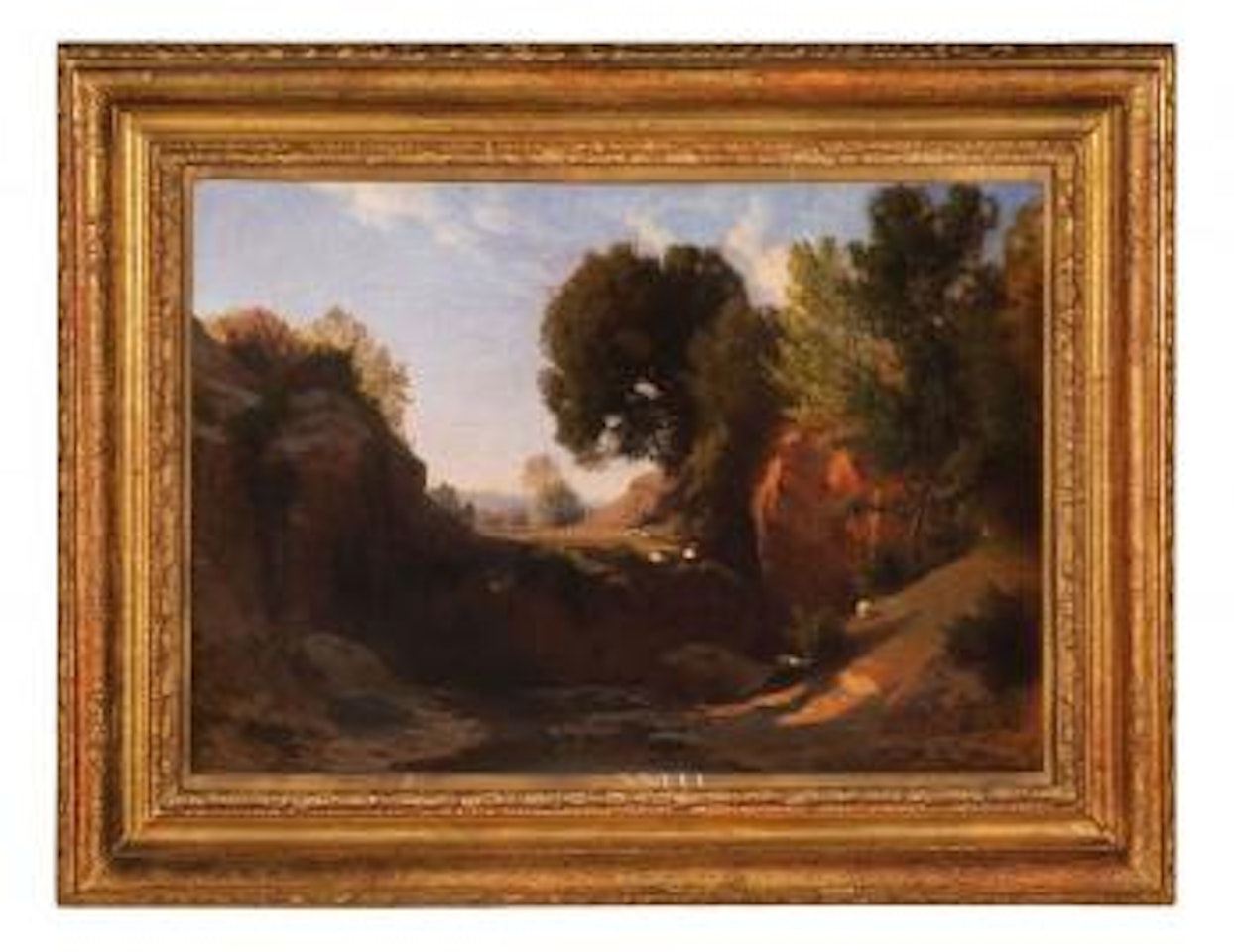 Paesaggio agreste con contadina by Antonio Fontanesi