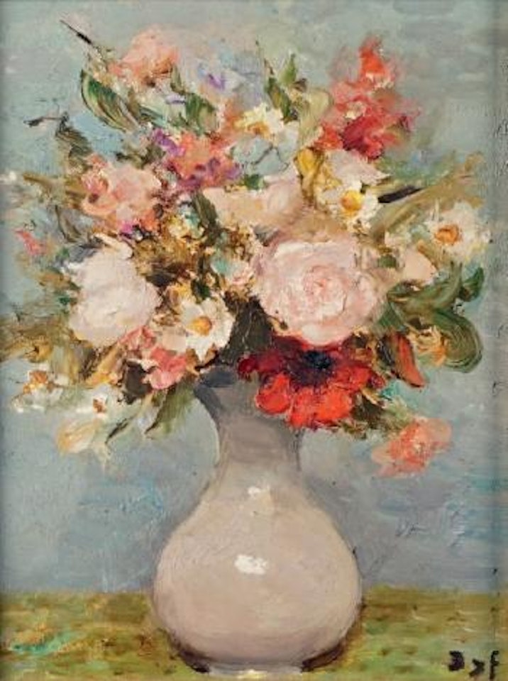 Vase de roses et d'anémones by Marcel Dyf
