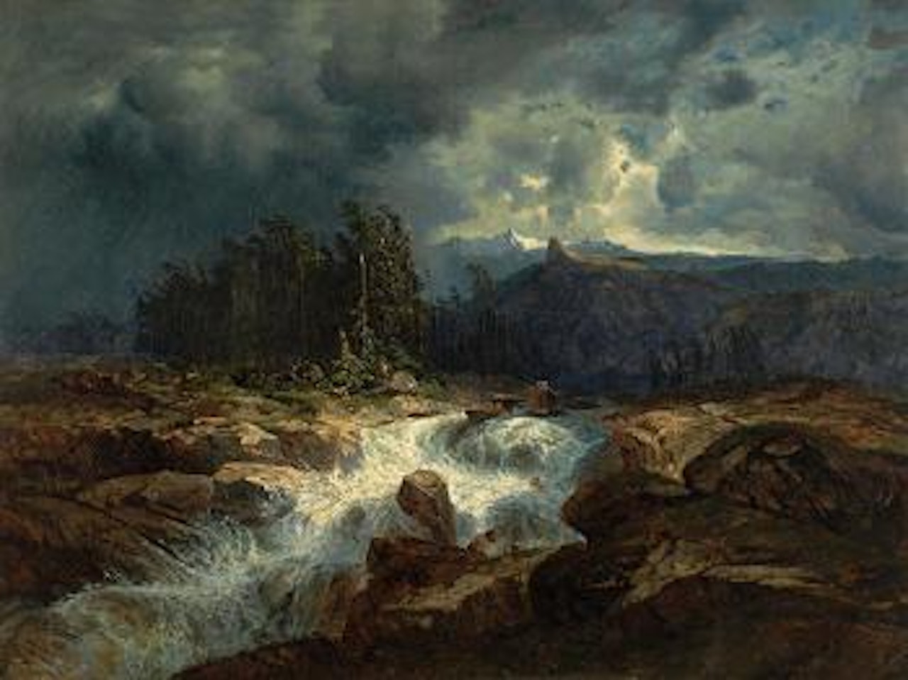 Torrent de montagne par orage by Alexandre Calame