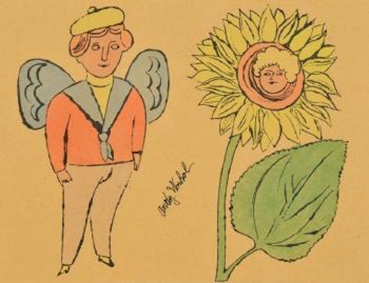 Angel and Sunflower by Andy Warhol