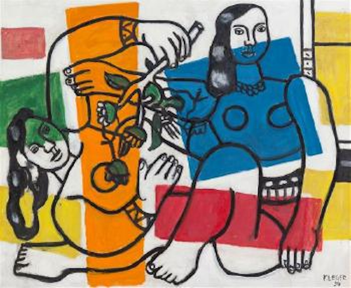 Deux femmes tenant des fleurs by Fernand Leger