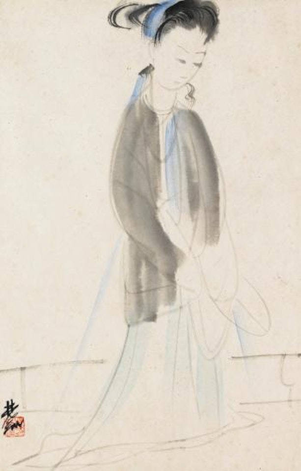 Lady in a Garden by Lin Fengmian