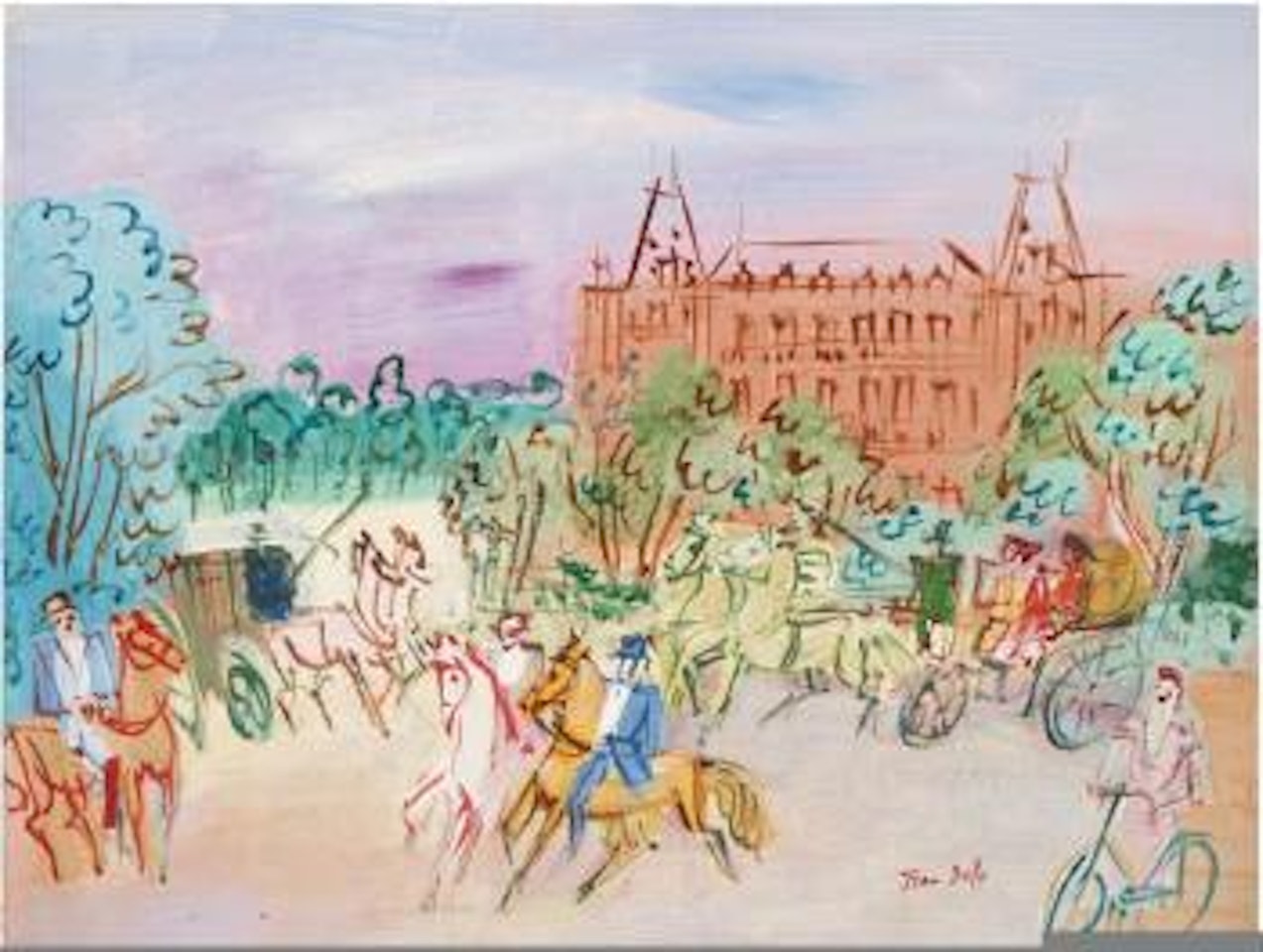Carriage and horsemen by Jean Dufy