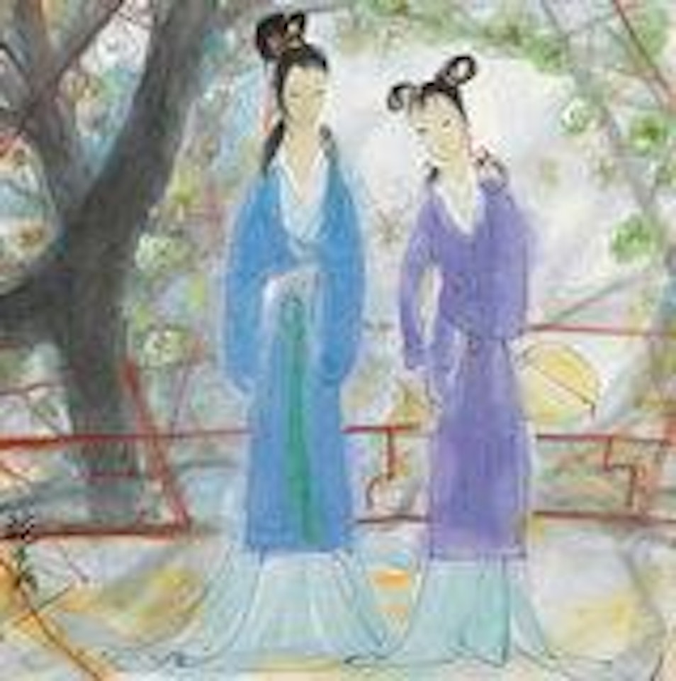 Two Ladies in Garden by Lin Fengmian