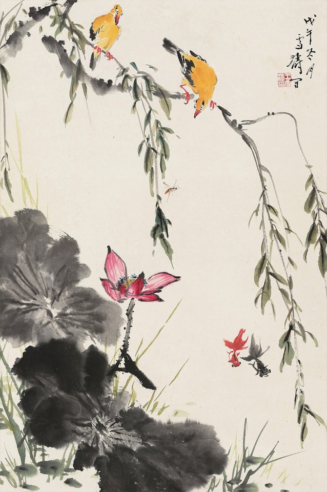 Yellow Magpie Lotus by Wang Xuetao