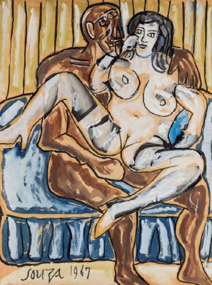 The Lovers: Self-Portrait with Barbara in London, 1967 by Francis Newton Souza
