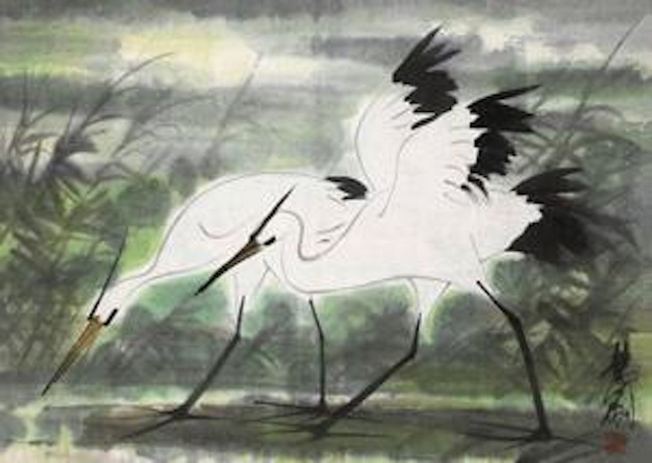 Twin Egrets by Lin Fengmian